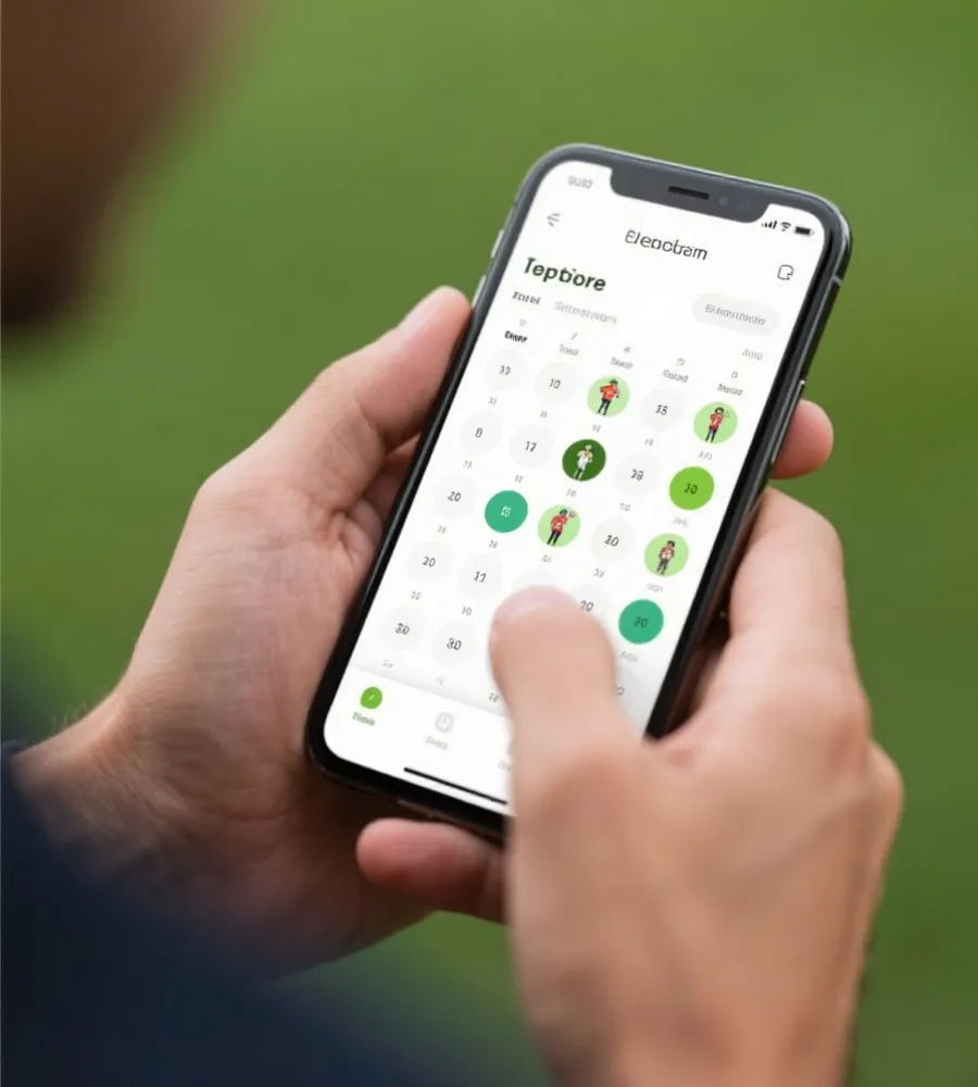 使用移动端查看赛事与账户功能的场景图