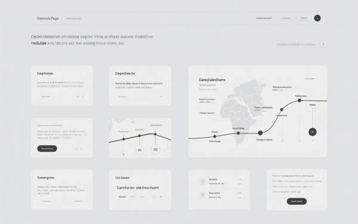 多语言城市落地页线框与内容模块示意